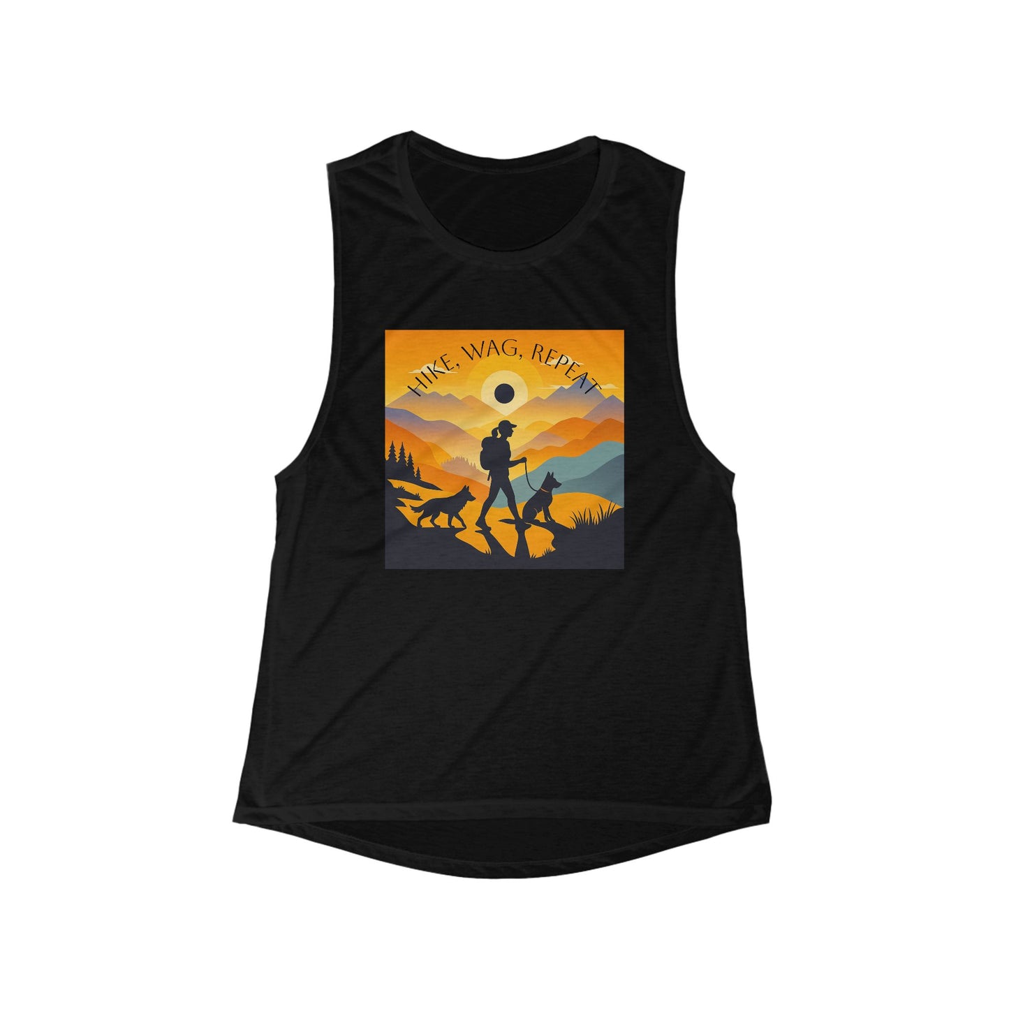 Hike. Wag. Repeat. Flowy Tank – Dog Mom Adventure Top